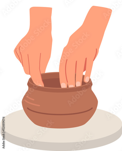 Clay crafting process with hands