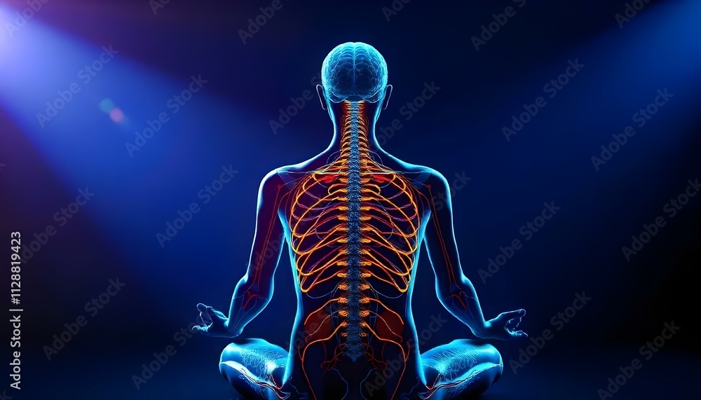 A detailed digital illustration of the human nervous system, showing the brain, spinal cord, and intricate network of nerves throughout the body.= A detailed digital illustration of the human nervous system, showing the brain, spinal cord, and intricate network of nerves throughout the body.=