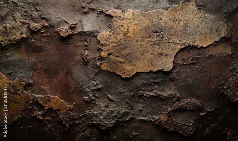 Rusty textured surface with metallic hues, intricate patterns, and earthy tones Rusty textured surface with metallic hues, intricate patterns, and earthy tones
