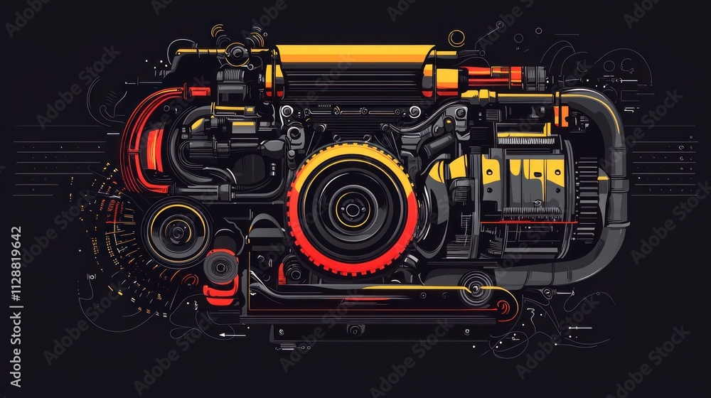 Abstract Engine Design Showing Internal Components Abstract Engine Design Showing Internal Components