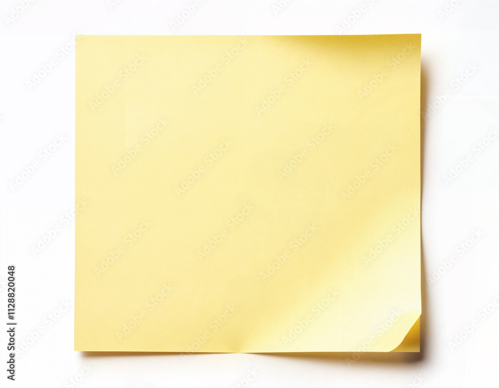This image highlights a solitary yellow sticky note placed against a clean, light background. The simplicity of the composition emphasizes functionality and minimalism, making it a perfect representat This image highlights a solitary yellow sticky note placed against a clean, light background. The simplicity of the composition emphasizes functionality and minimalism, making it a perfect representat