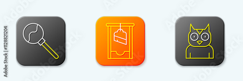Set line Lollipop, Guillotine and Owl bird icon. Vector