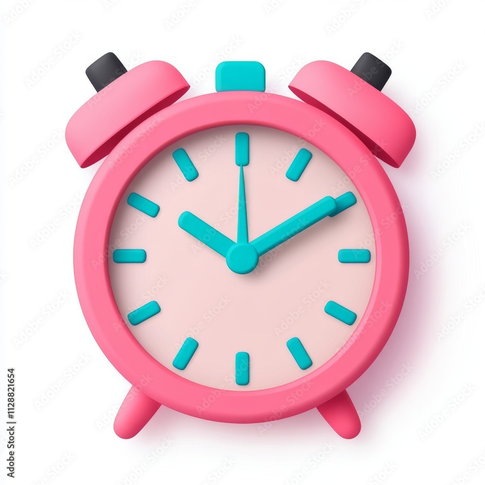 A colorful alarm clock featuring a pink body and turquoise accents, showcasing a playful and modern design. A colorful alarm clock featuring a pink body and turquoise accents, showcasing a playful and modern design.