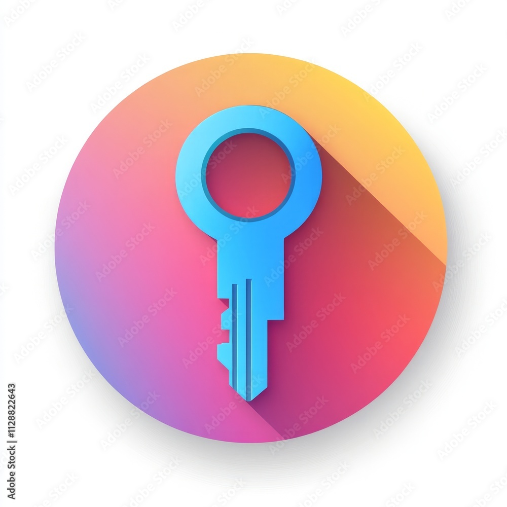Stylish Blue Key Icon Design Stylish Blue Key Icon Design