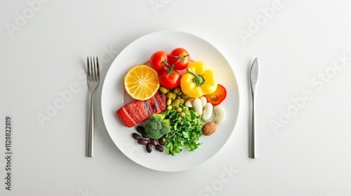 Wallpaper Mural Colorful plate with vegetables and nuts symbolizes balanced diet and healthy eating. Torontodigital.ca