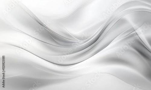 Abstract white waves, smooth flowing fabric texture, soft gradients, ethereal appearance, light reflections