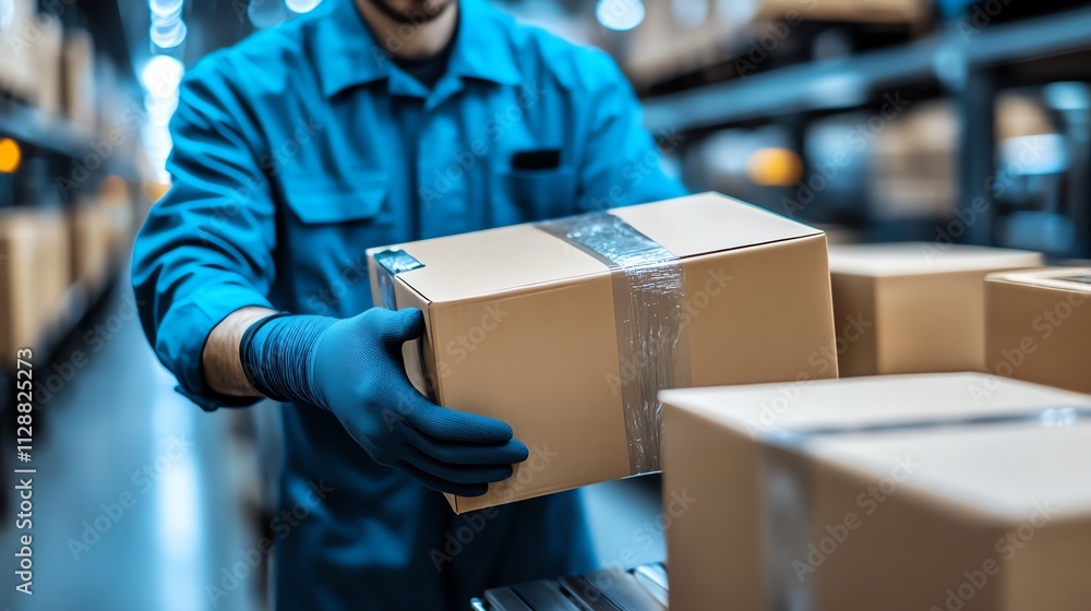 Worker receiving goods directly on production line close up seamless timing dynamic Composite in a manufacturing facility Worker receiving goods directly on production line close up seamless timing dynamic Composite in a manufacturing facility