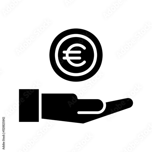 Euro money with hand vector illustration, bank, and business icon