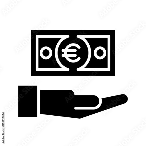 Euro money with hand vector illustration, bank, and business icon