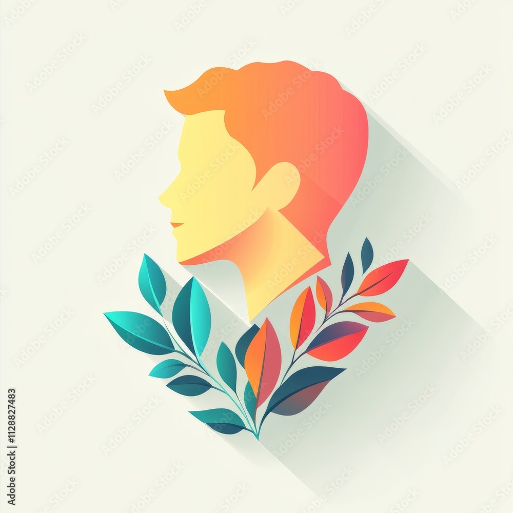Profile Portrait of a Man with Autumn Leaves Profile Portrait of a Man with Autumn Leaves