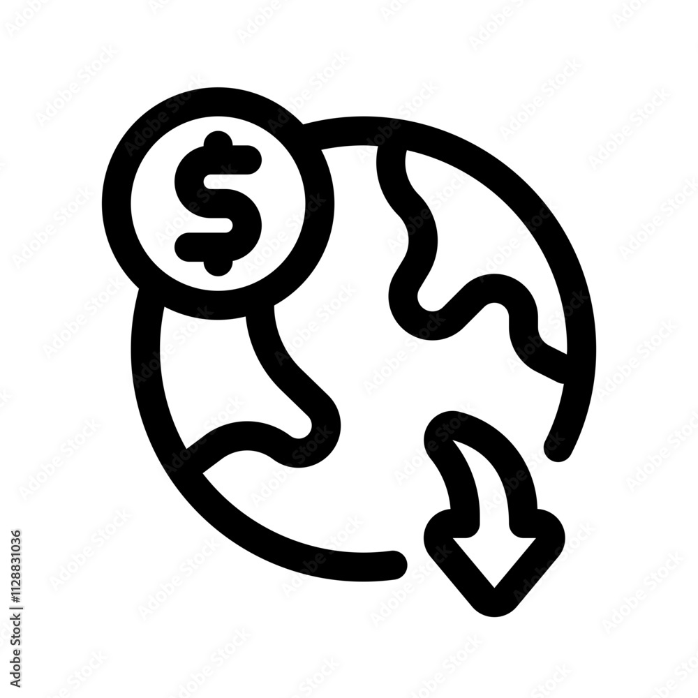Global Crisis Line Icon. Single icon, line vector icon Global Crisis Line Icon. Single icon, line vector icon