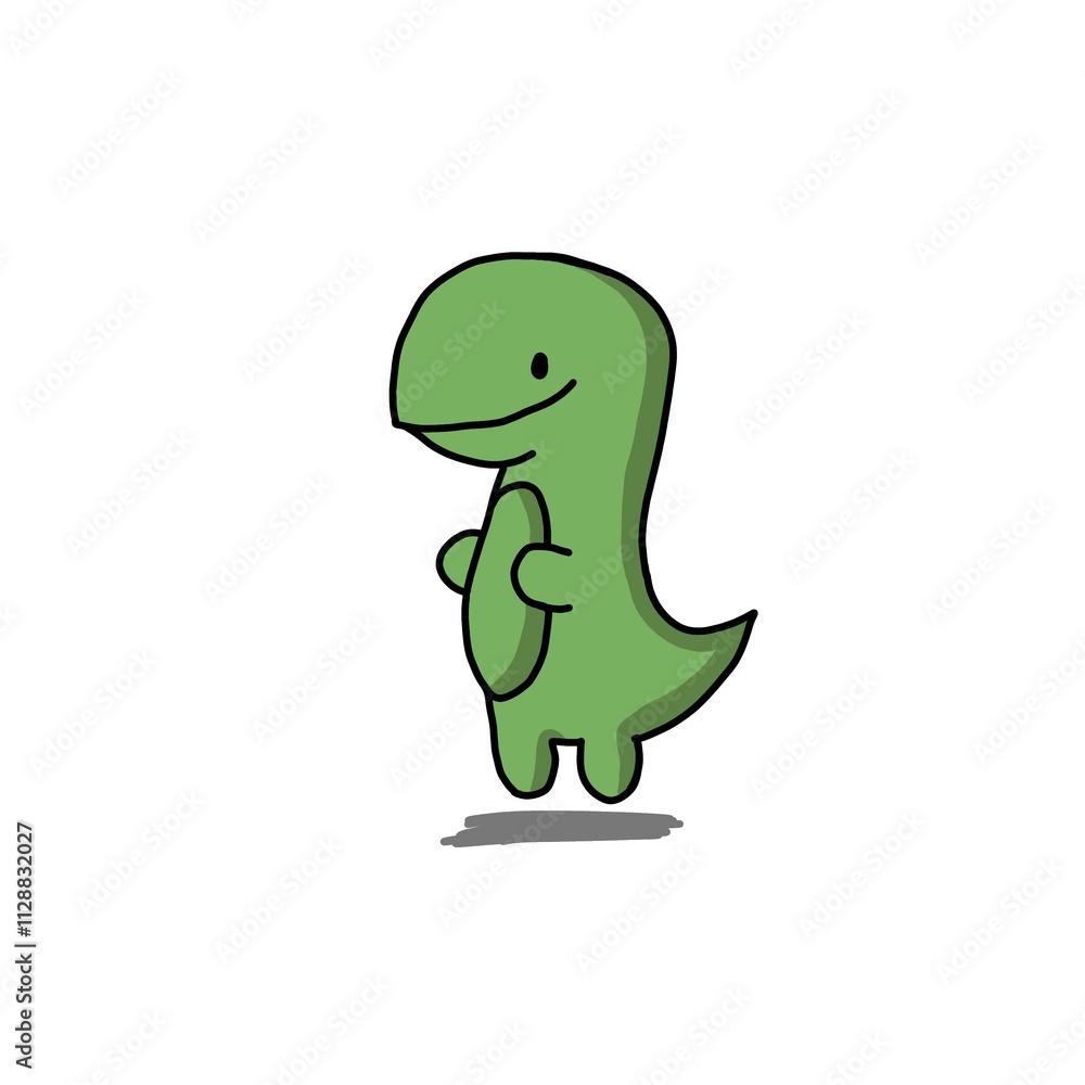 Naklejka premium Dino Green T-Rex Cartoon Character