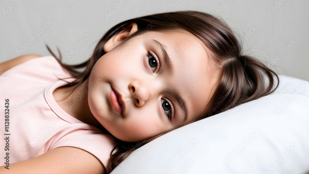Close up portrait with relax little brown-haired girl Close up portrait with relax little brown-haired girl