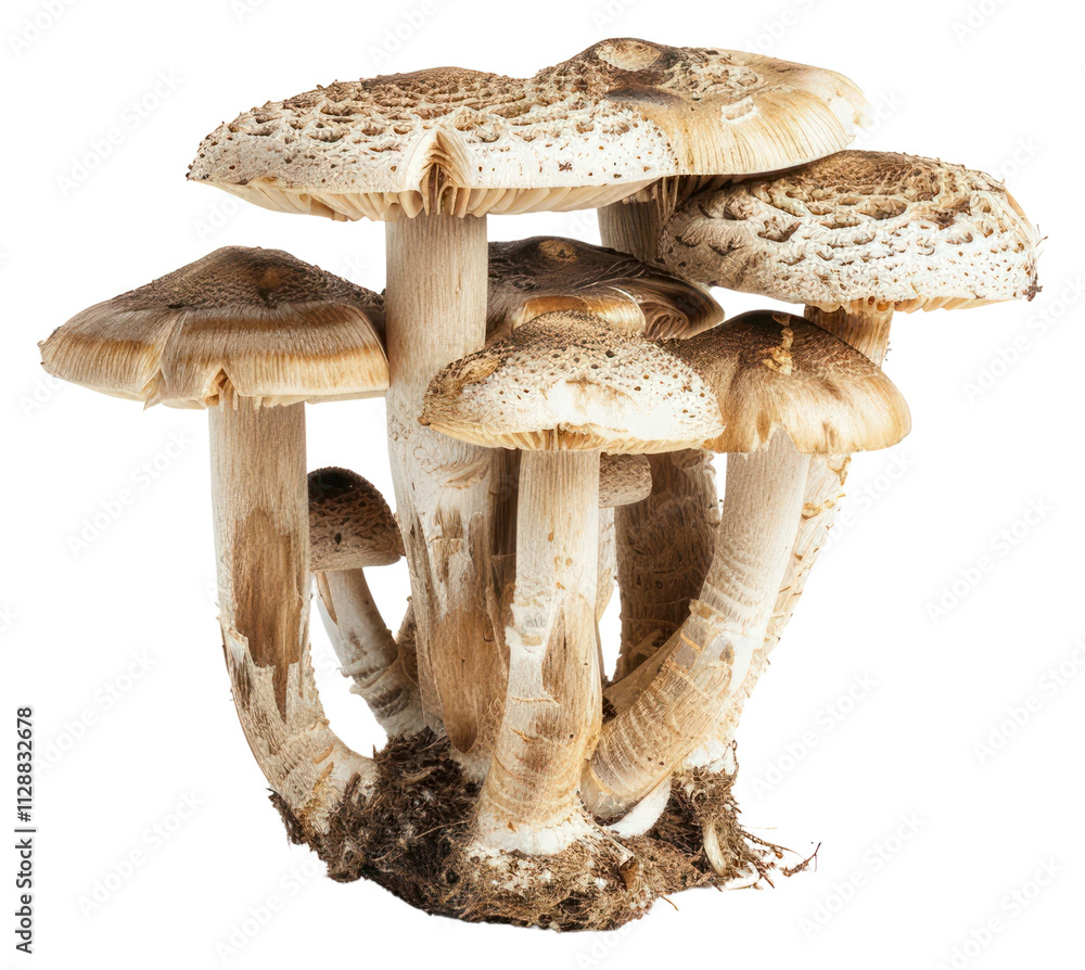PNG Cluster of wild mushrooms isolated PNG Cluster of wild mushrooms isolated