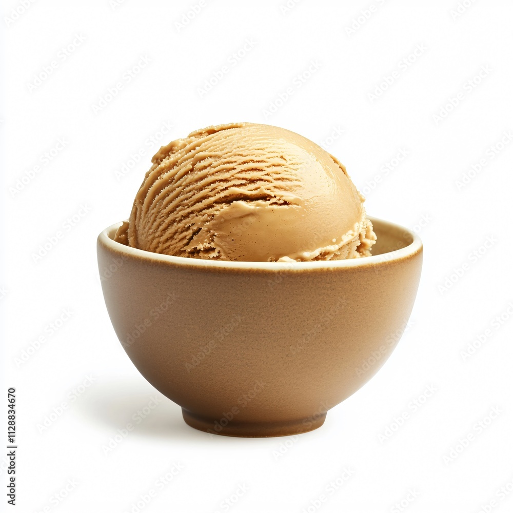 Scoop of Coffee Ice Cream in a Bowl with Rich Brown Color Scoop of Coffee Ice Cream in a Bowl with Rich Brown Color