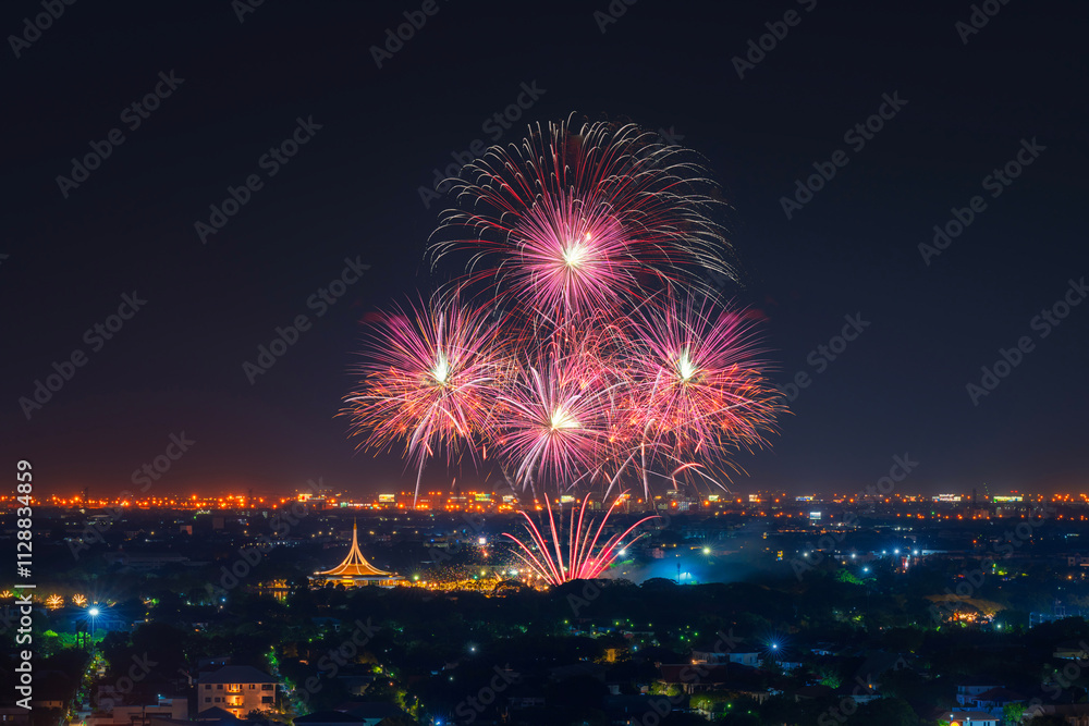 The Fireworks exploded above Event at King Rama 9 Garden Park , Bangkok, Thailand The Fireworks exploded above Event at King Rama 9 Garden Park , Bangkok, Thailand