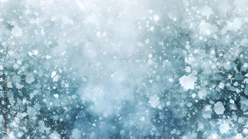 Abstract winter background with falling snowflakes and icy blue watercolor textures. Perfect for Christmas, holiday, or winter-themed designs. Abstract winter background with falling snowflakes and icy blue watercolor textures. Perfect for Christmas, holiday, or winter-themed designs.