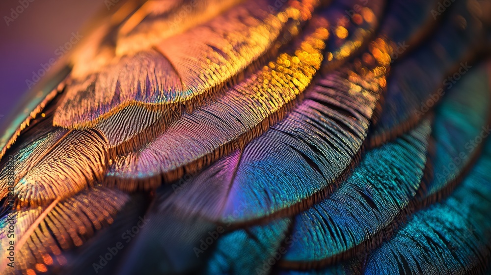 A close-up of a peacock displaying its vibrant and intricate plumage. The feathers showcase a mesmerizing array of colors and patterns, creating a spectacular visual display. A close-up of a peacock displaying its vibrant and intricate plumage. The feathers showcase a mesmerizing array of colors and patterns, creating a spectacular visual display.