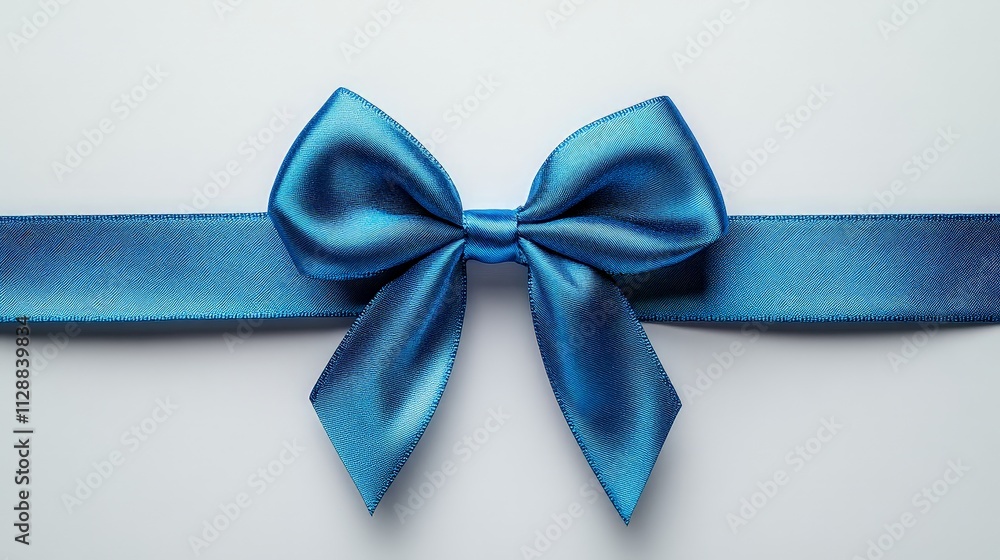 Blue Ribbon Bow on Elegant Gift Wrap Blue Ribbon Bow on Elegant Gift Wrap
