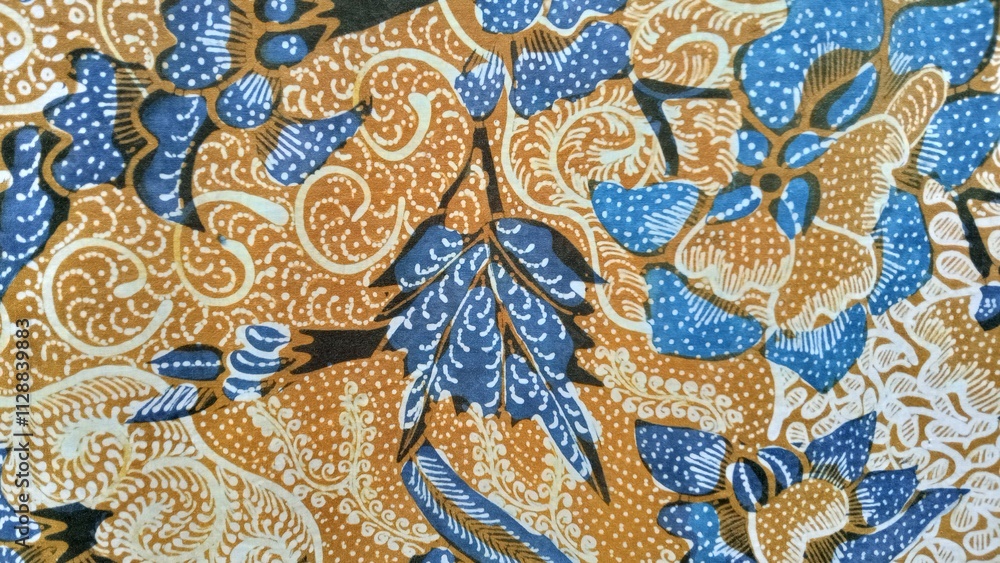 The beauty of the art of batik patterns on Indonesian traditional clothing. Close Up Batik. Suitable for business and decoration The beauty of the art of batik patterns on Indonesian traditional clothing. Close Up Batik. Suitable for business and decoration