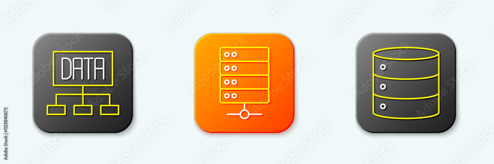 Set line Data analysis, Server and icon. Vector Set line Data analysis, Server and icon. Vector