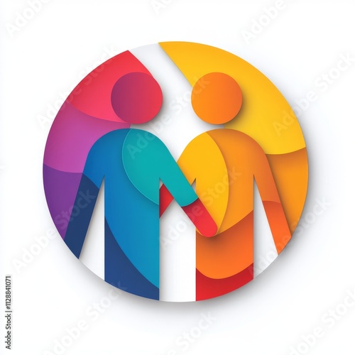Colorful Unity Symbol: Diverse People Joining Hands