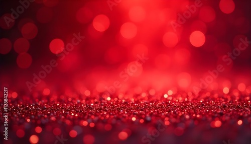 Sparkling red glitter background with blurred bokeh lights