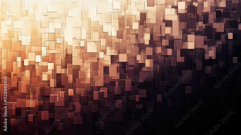 Fototapeta premium Contemporary pixelated gradient background in mocha mousse tones creating a modern aesthetic