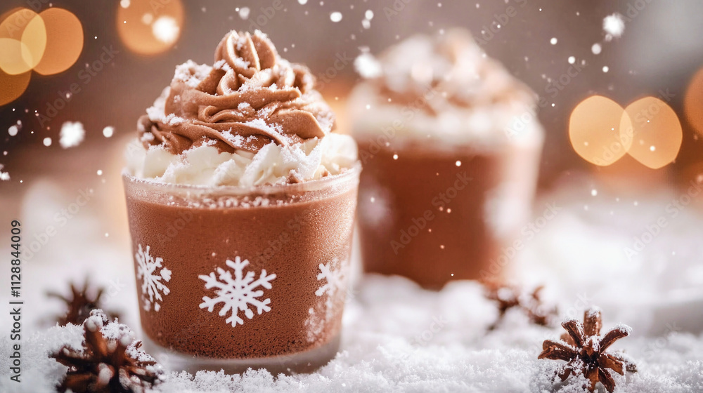 Cozy mocha mousse dessert captures the warmth of a snowy New Year's evening Cozy mocha mousse dessert captures the warmth of a snowy New Year's evening