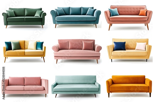 set of different types of sofa on a white background. photo