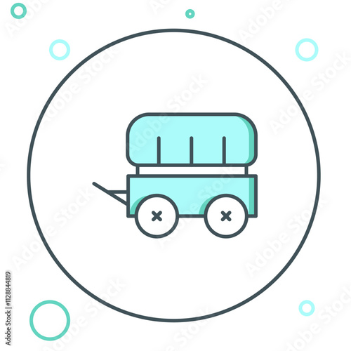 Line Wild west covered wagon icon isolated on white background. Colorful outline concept. Vector