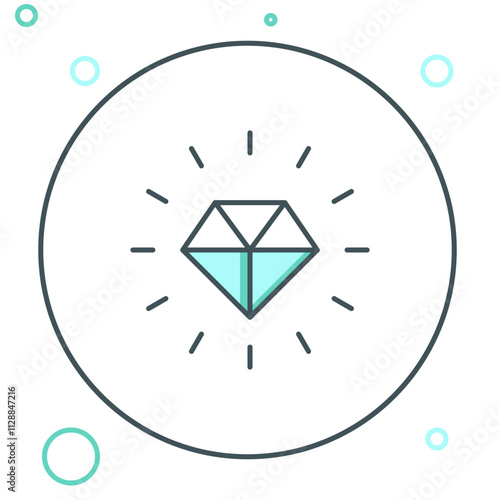 Line Diamond icon isolated on white background. Jewelry symbol. Gem stone. Colorful outline concept. Vector