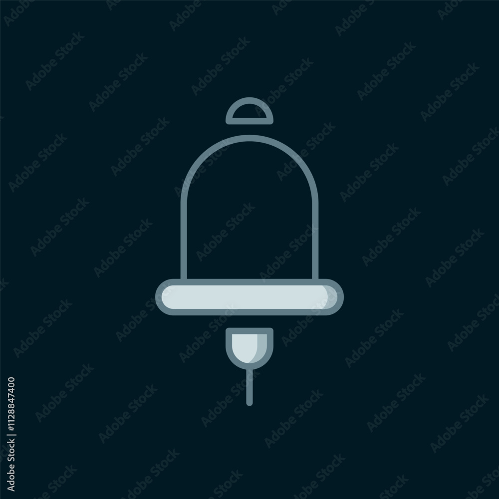 Obraz premium Line Ringing alarm bell icon isolated on black background. Fire alarm system. Service bell, handbell sign, notification symbol. Flat filled outline style with shadow. Vector