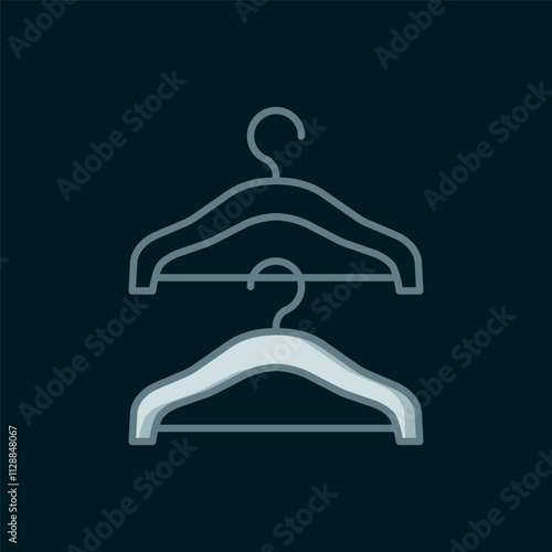 Line Hanger wardrobe icon isolated on black background. Cloakroom icon. Clothes service symbol. Laundry hanger sign. Flat filled outline style with shadow. Vector