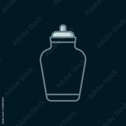 Line Funeral urn icon isolated on black background. Cremation and burial containers, columbarium vases, jars and pots with ashes. Flat filled outline style with shadow. Vector