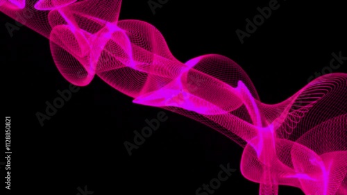 Abstract smoke wave with flowing light and vibrant colors on Black Background, loop animation, Abstract background.	