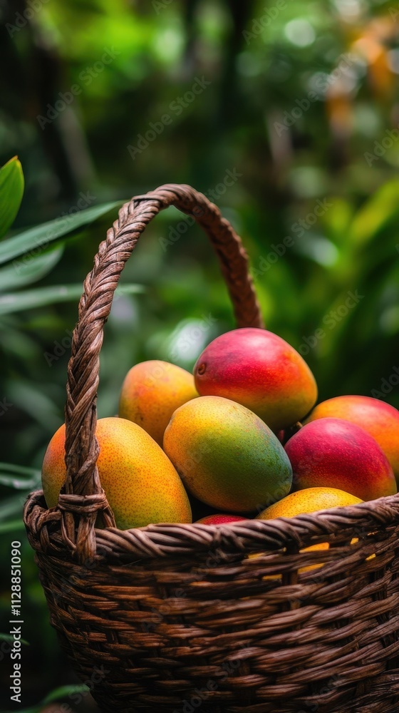 Luscious Mangoes in a Rustic Basket Luscious Mangoes in a Rustic Basket