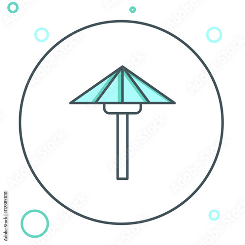 Line Traditional Japanese umbrella from the sun icon isolated on white background. Colorful outline concept. Vector