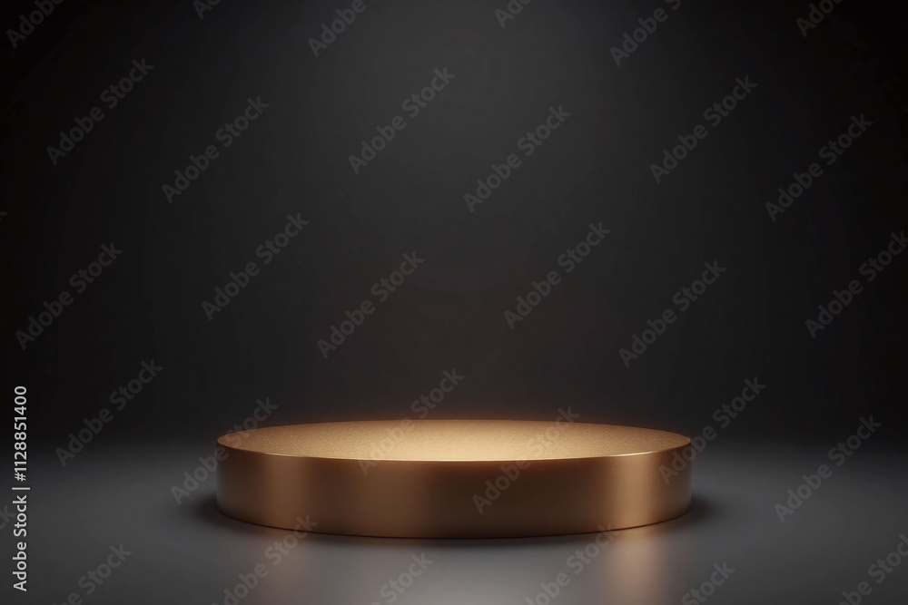 Copper cylinder exhibition hall on dark background Copper cylinder exhibition hall on dark background
