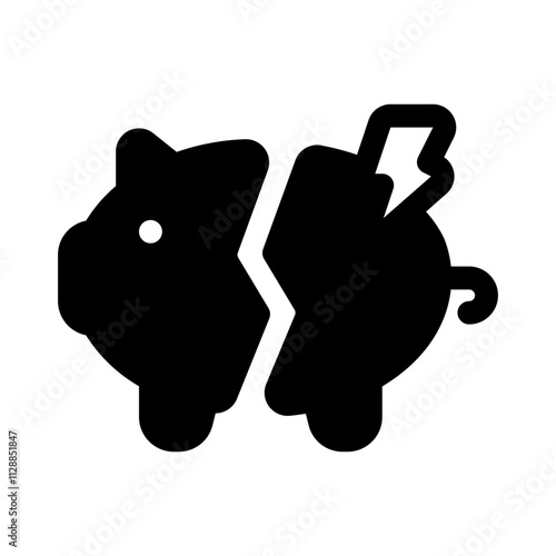 Broke Glyph Icon. Single icon, glyph vector icon