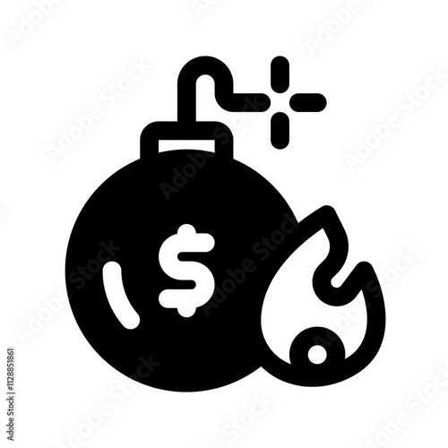 Debt Glyph Icon. Single icon, glyph vector icon