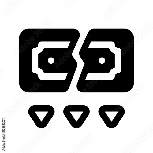 Money Downfall Glyph Icon. Single icon, glyph vector icon