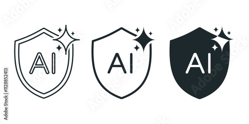 Artificial intelligence shield protection. Illustration vector