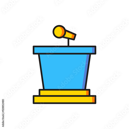 Color Stage stand or debate podium rostrum icon isolated on white background. Conference speech tribune. Flat filled outline style with shadow. Vector