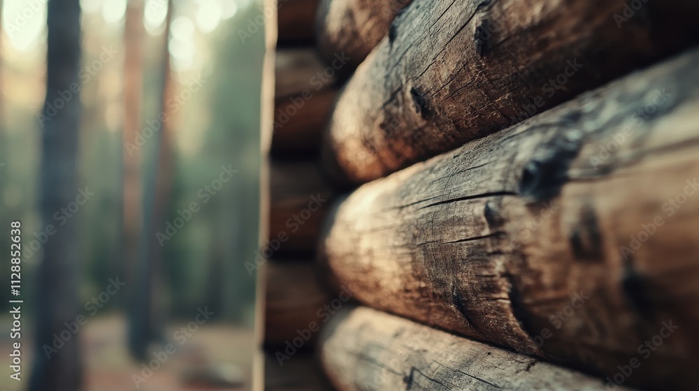 Fototapeta premium Rustic Wooden Cabin Wall in a Pine Forest