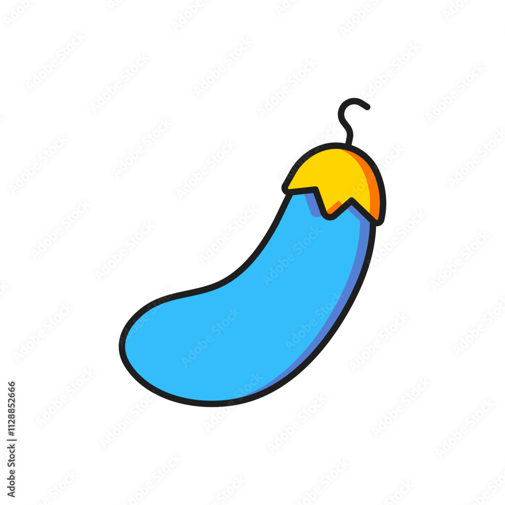 Color Eggplant icon isolated on white background. Flat filled outline style with shadow. Vector Color Eggplant icon isolated on white background. Flat filled outline style with shadow. Vector