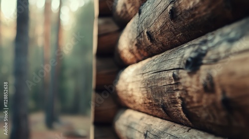 Wallpaper Mural Rustic Wooden Cabin Wall in a Pine Forest Torontodigital.ca