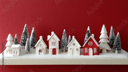 Christmas and New Year miniature houses in the snow. Christmas decoration. photo