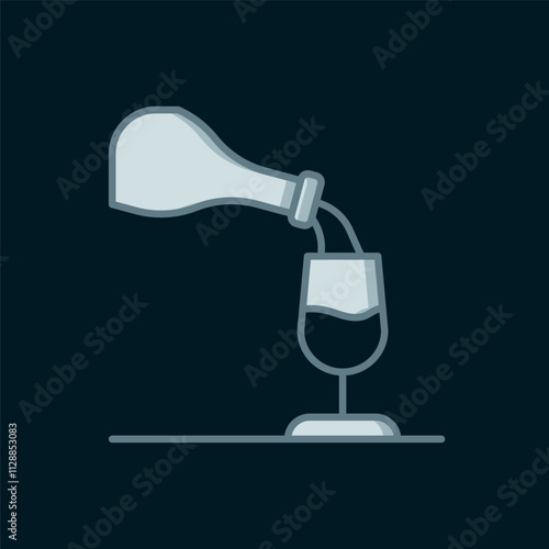 Line Wine tasting, degustation icon isolated on black background. Sommelier. Smells of wine. Flat filled outline style with shadow. Vector