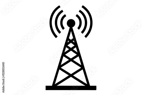 5G Signal Tower Icon on Clean White Background